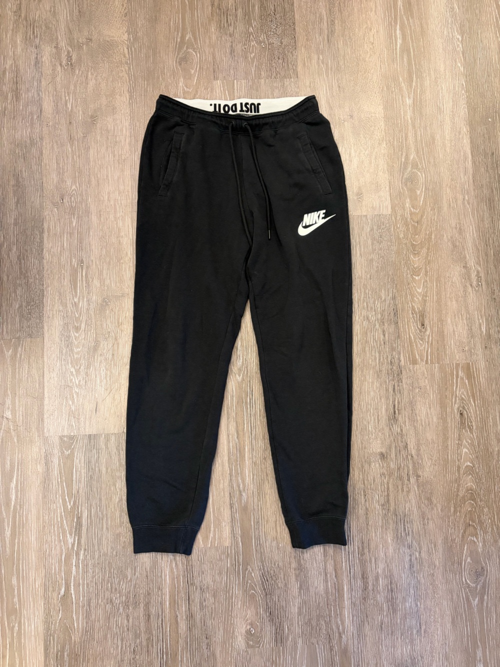 Nike Black Jogger Sweatpants with White Swoosh